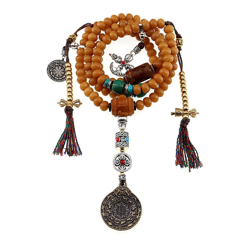 Nimara Ritual Tibet 108 Mala Beads Bodhi Seed Bagua Vajra Wealth Bracelet