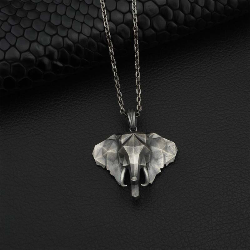 Nimara Ritual Elephant Pewter Titanium Steel Strength Necklace Pendant