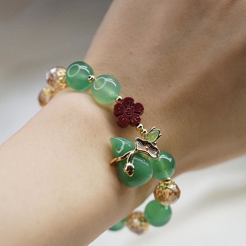 Nimara Ritual Natural Red Agate Green Agate Gourd Cinnabar Flower Beads Confidence Bracelet