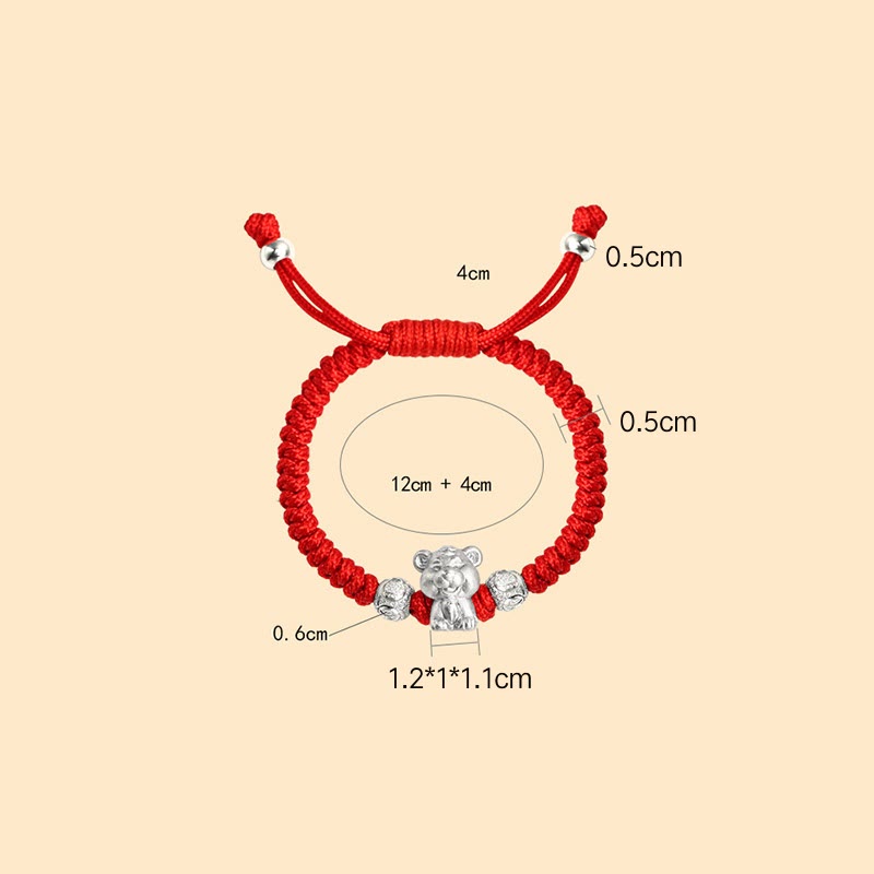 Nimara Ritual 999 Sterling Silver Chinese Zodiac Red Rope Luck Handcrafted Kids Bracelet