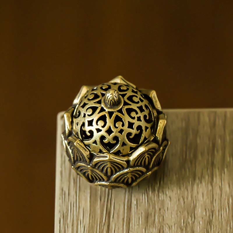 Nimara Ritual Tibetan Mini Lotus Pattern Meditation Copper Incense Burner