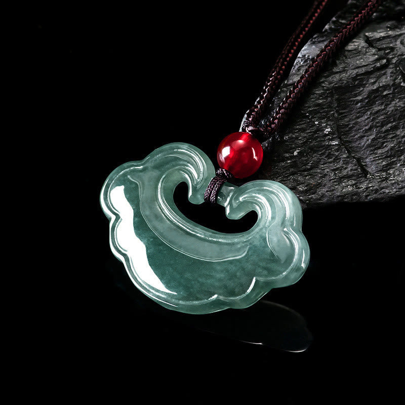 Nimara Ritual Natural Green Jade Chinese Lock Charm Luck Necklace Pendant