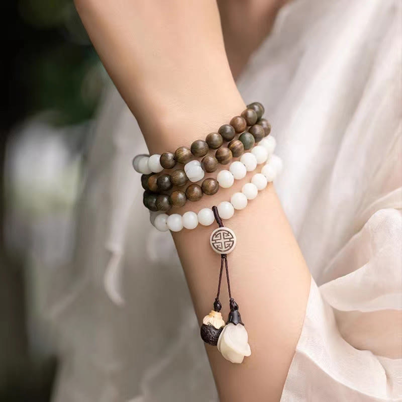 Nimara Ritual Natural Green Sandalwood Bodhi Seed Soothing Bracelet