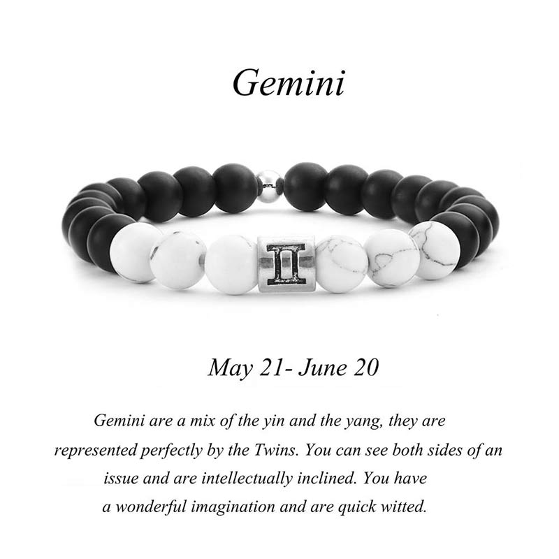 Nimara Ritual 12 Constellations of the Zodiac Natural Frosted Stone White Turquoise Bead Fortune Bracelet