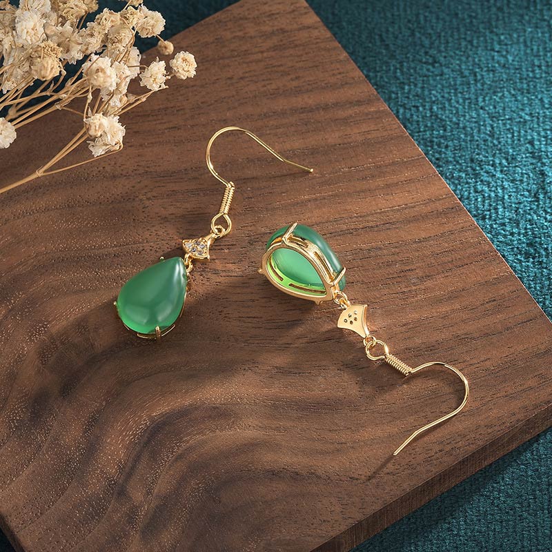Nimara Ritual Cyan Jade Luck Drop Earrings