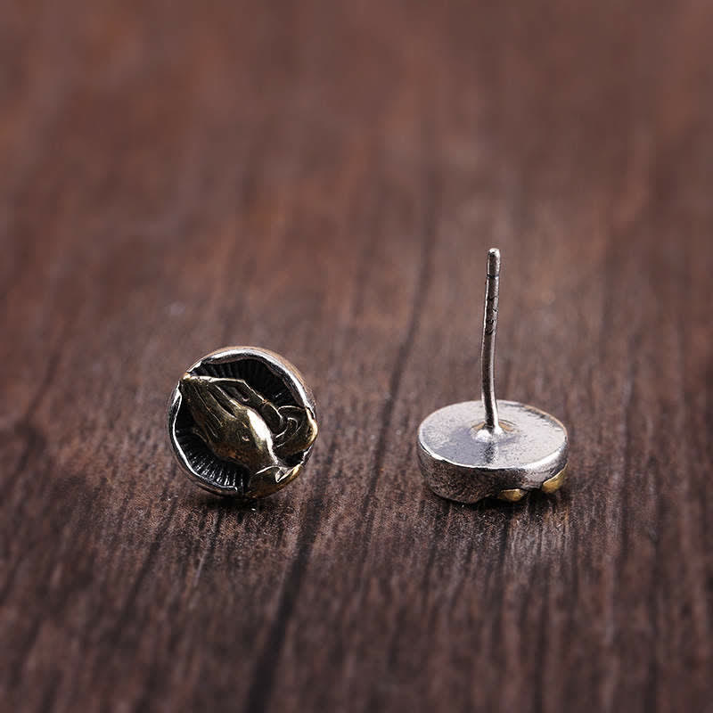 Nimara Ritual 925 Sterling Silver Namaste Equality Stud Earrings