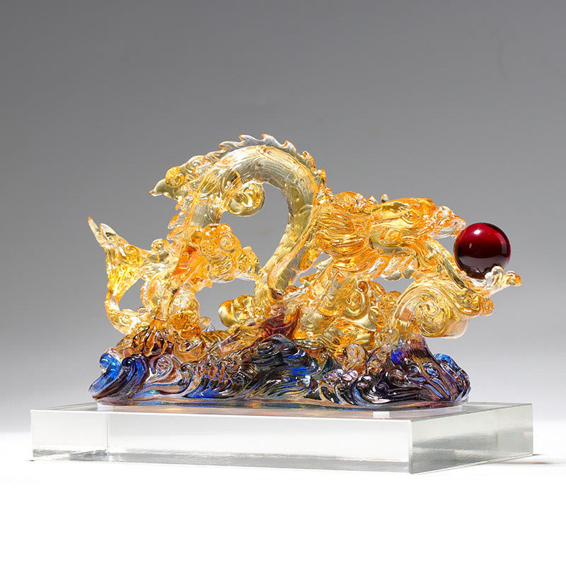 Nimara Ritual Handmade Dragon Liuli Crystal Art Piece Protection Strength Home Office Decoration