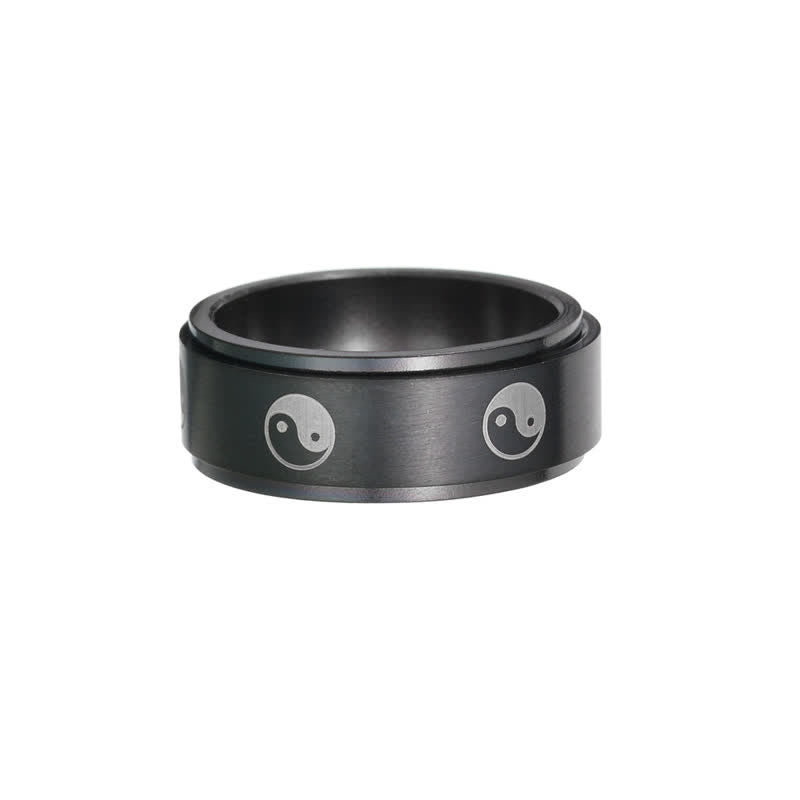 Nimara Ritual Yin Yang Titanium Steel Balance Rotatable Ring