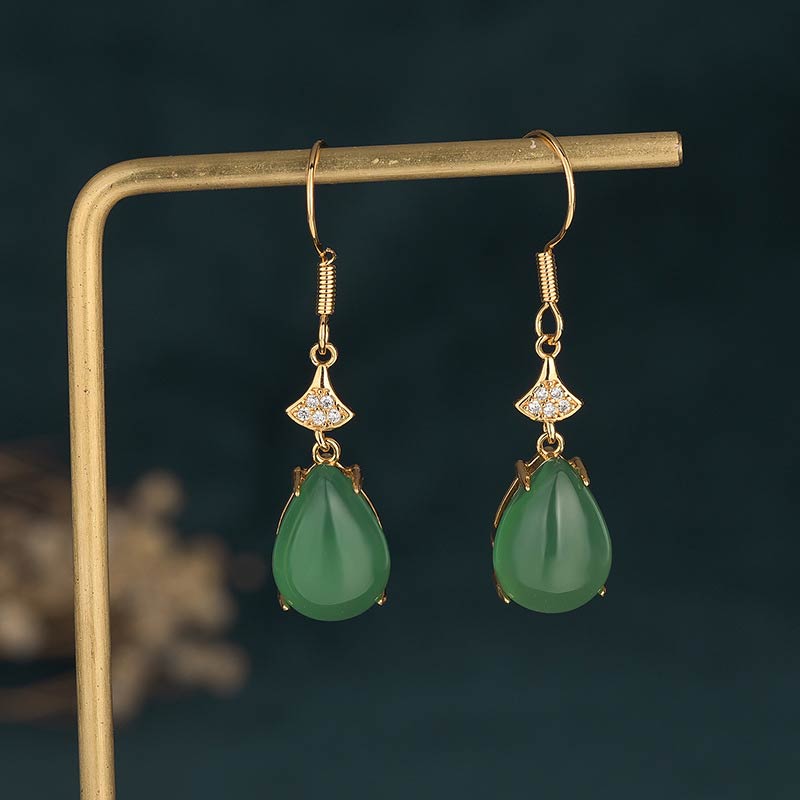 Nimara Ritual Cyan Jade Luck Drop Earrings