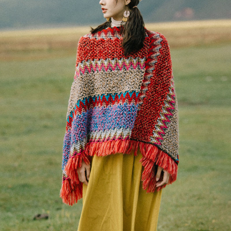 Nimara Ritual Tibetan Shawl Warm Cloak Tibetan Tassel Scarf