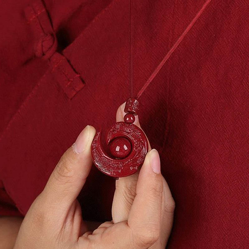 Nimara Ritual One's Luck Improves Design Patern Natural Cinnabar Concentration Necklace Pendant