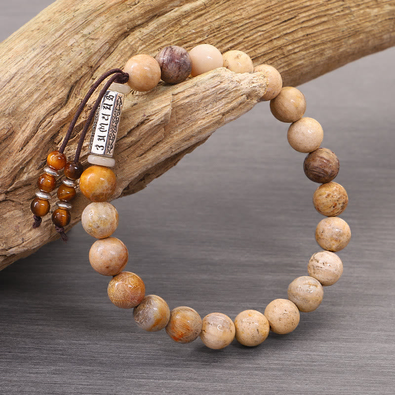 Nimara Ritual Weathered Stone Om Mani Padme Hum Strengthen Bracelet