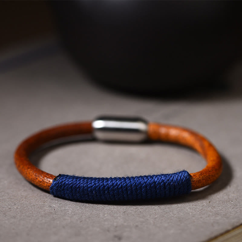 Nimara Ritual Tibetan Leather Handmade Five Elements Luck Braid String Buckle Bracelet