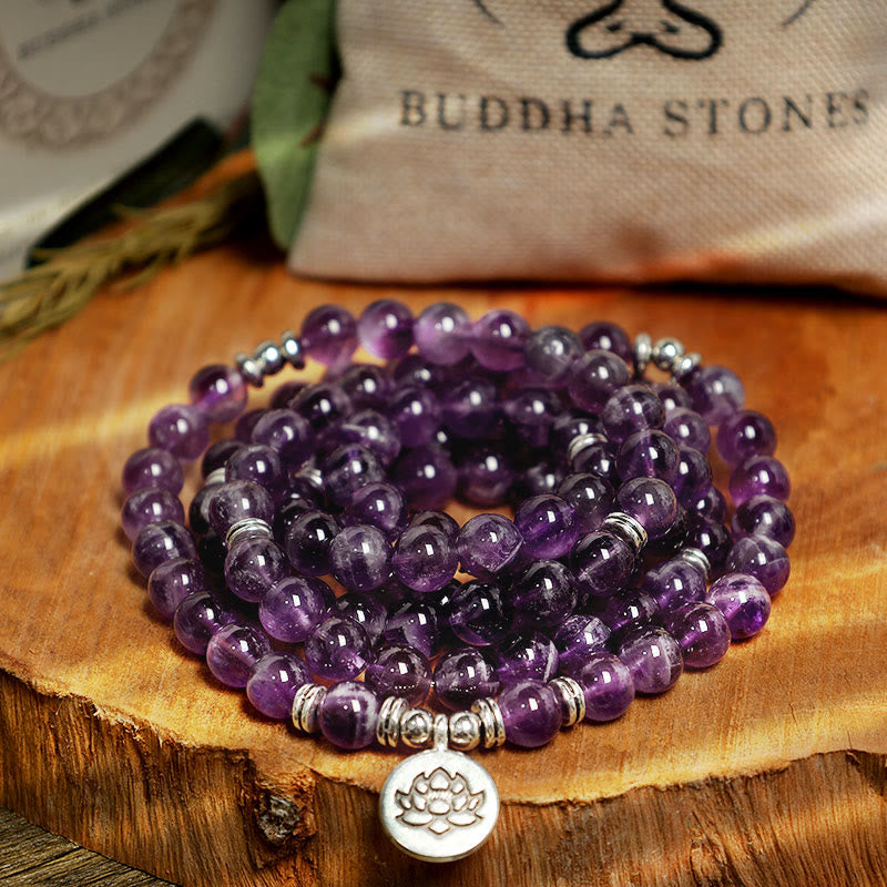 Nimara Ritual Natural Amethyst Purification Mala Bracelet