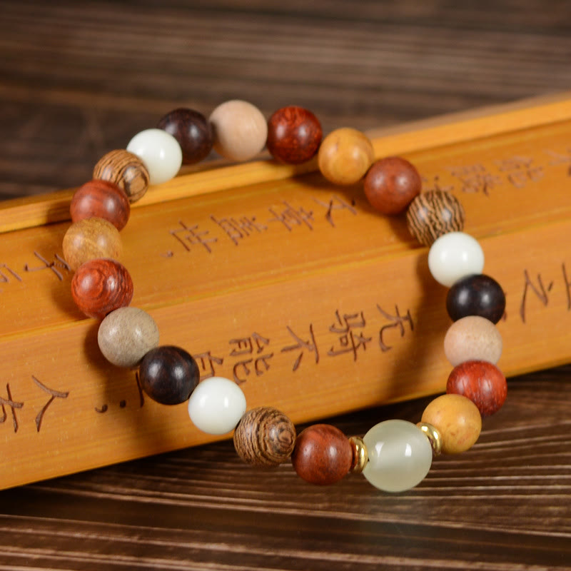 Nimara Ritual Multicolored Green Sandalwood Ebony Wood Red Sandalwood Peace Bracelet