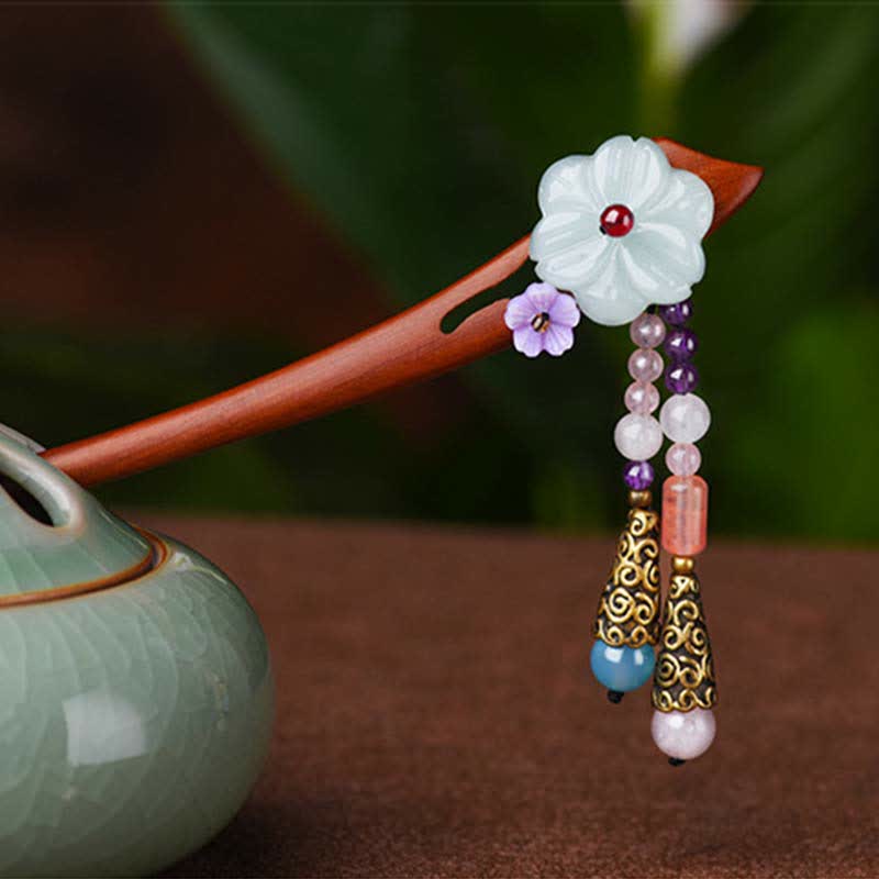 Nimara Ritual Red Sandalwood Amethyst Aventurine Protection Hairpin Decoration
