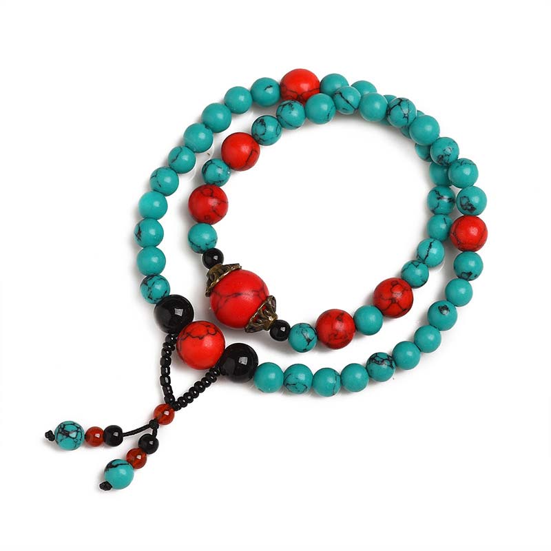 Nimara Ritual Turquoise Black Onyx Red Turquoise Bead Protection Bracelet