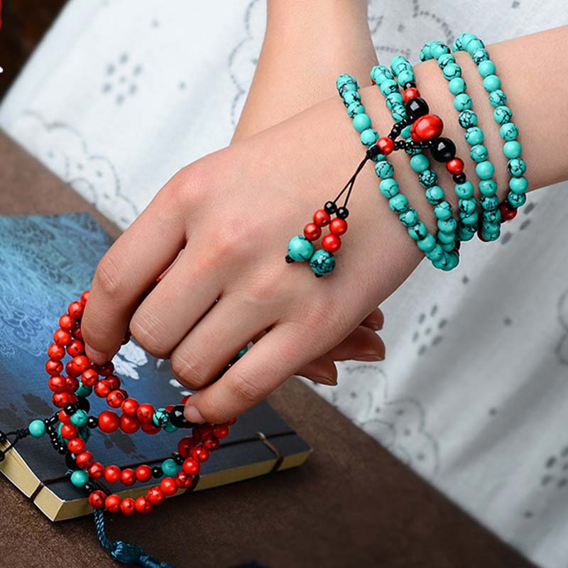 Nimara Ritual Turquoise Black Onyx Red Turquoise Bead Protection Bracelet