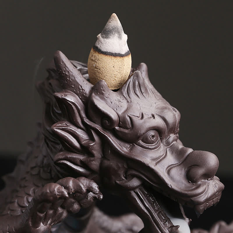 Nimara Ritual Dragon Playing Ball Flower Protection Incense Burner Decoration
