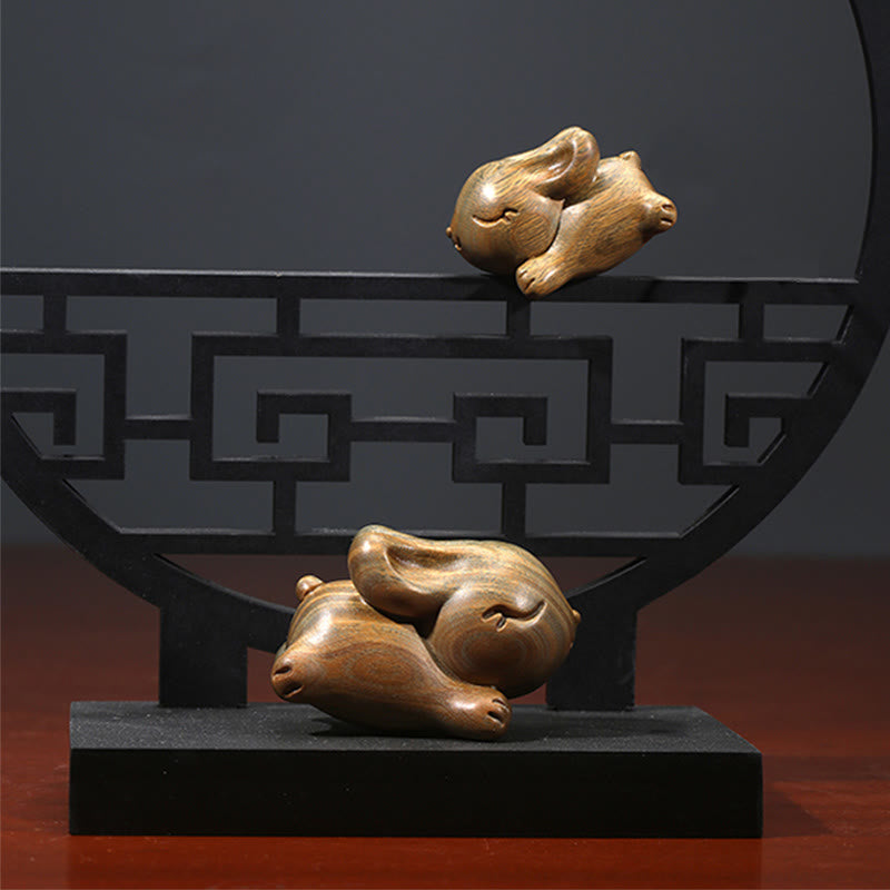 Nimara Ritual Green Sandalwood Small Mini Cute Rabbit Bunny Peace Decorations