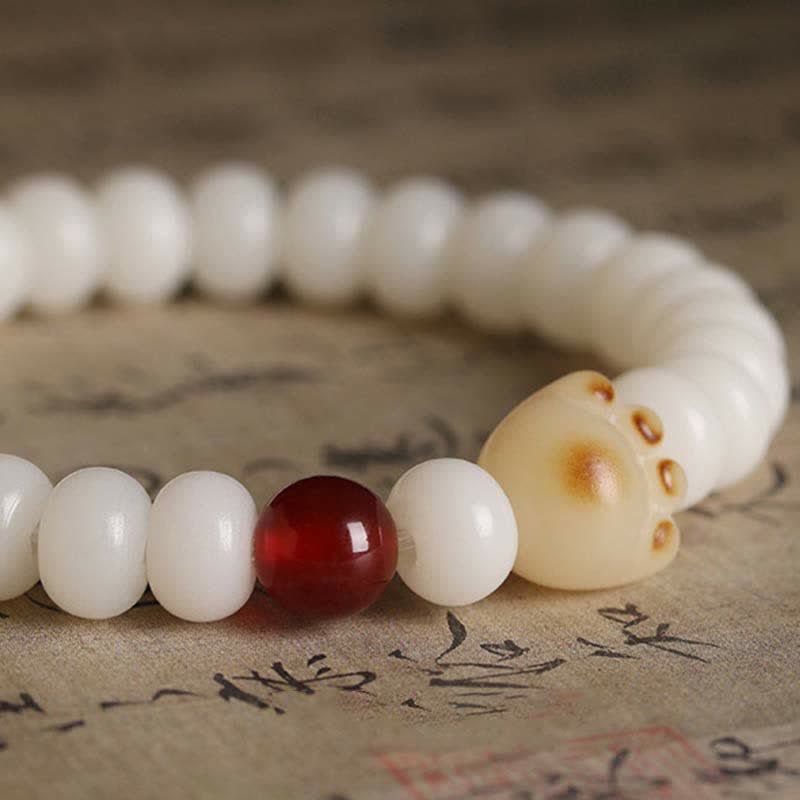 Nimara Ritual Natural Bodhi Seed Lovely Paw Lucky Cat Bracelet
