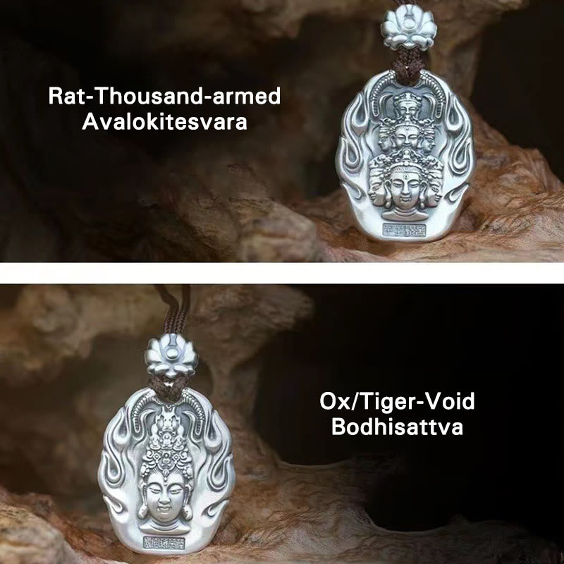 Nimara Ritual Chinese Zodiac Natal Buddha Om Mani Padme Hum Lotus Compassion Necklace Pendant