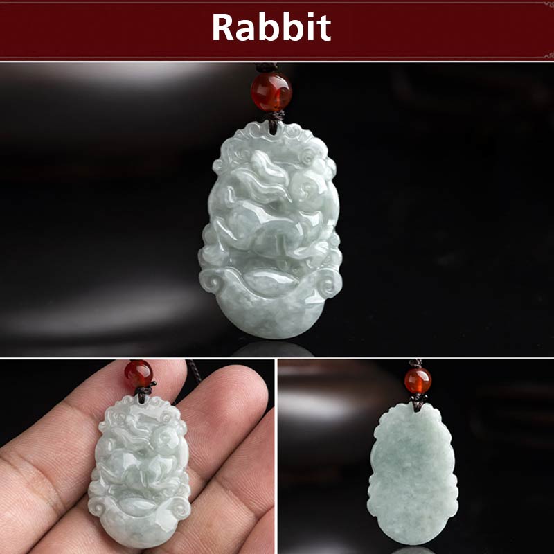 Nimara Ritual Natural Jade 12 Chinese Zodiac Sucess Pendant Necklace