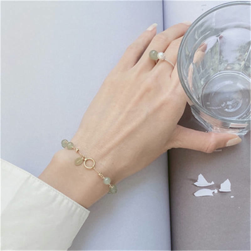 Nimara Ritual Unique Natural Hetian Jade 14K Gold filled Luck Beaded Bracelet