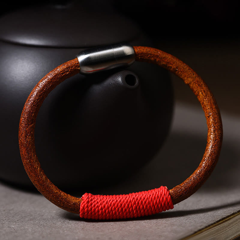 Nimara Ritual Tibetan Leather Handmade Five Elements Luck Braid String Buckle Bracelet