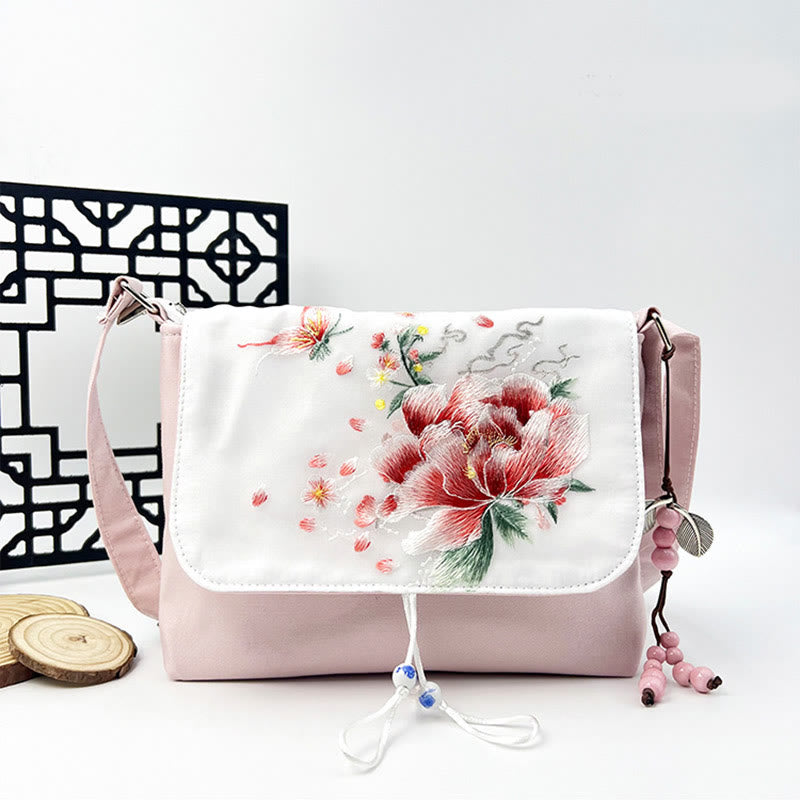 Nimara Ritual Embroidered Camellia Epiphyllum Gardenia Sakura Flowers Crossbody Bag Shoulder Bag Cellphone Bag