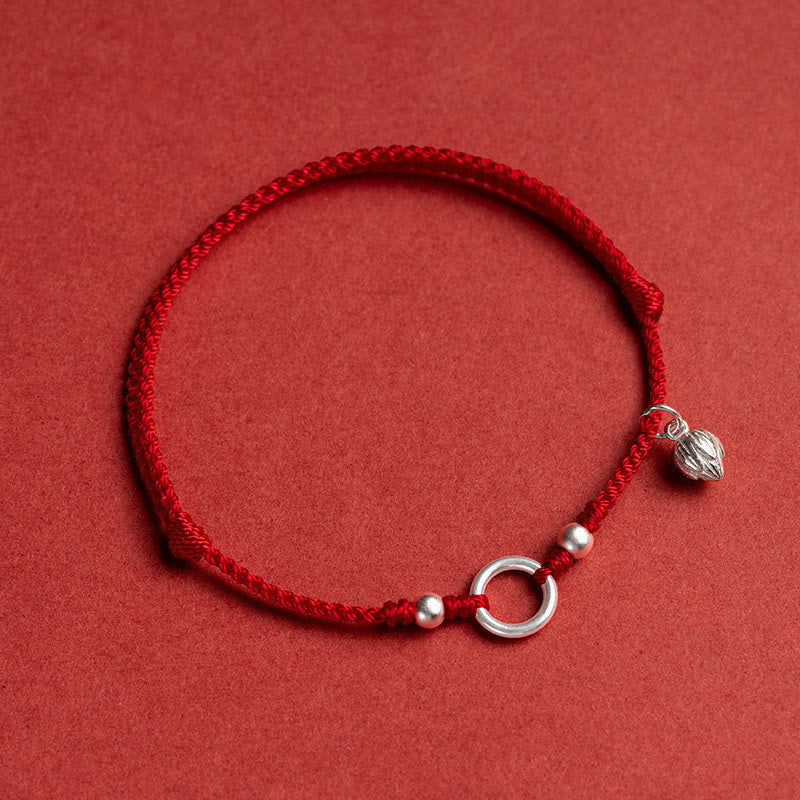 Nimara Ritual 925 Sterling Silver Lucky Fortune Peace Joy Lotus Peace Buckle Red String Bracelet