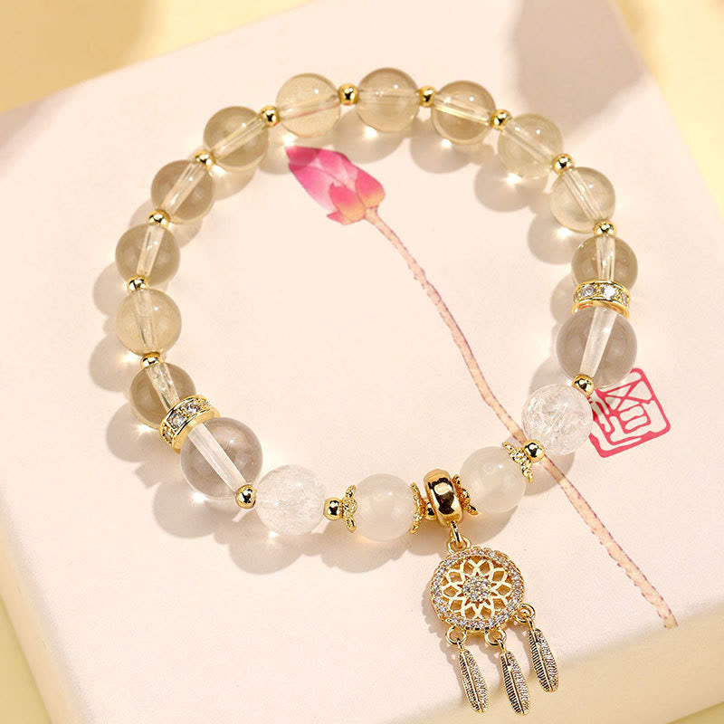 Nimara Ritual Green Strawberry Quartz Amethyst Crystal Dreamcatcher Healing Bracelet