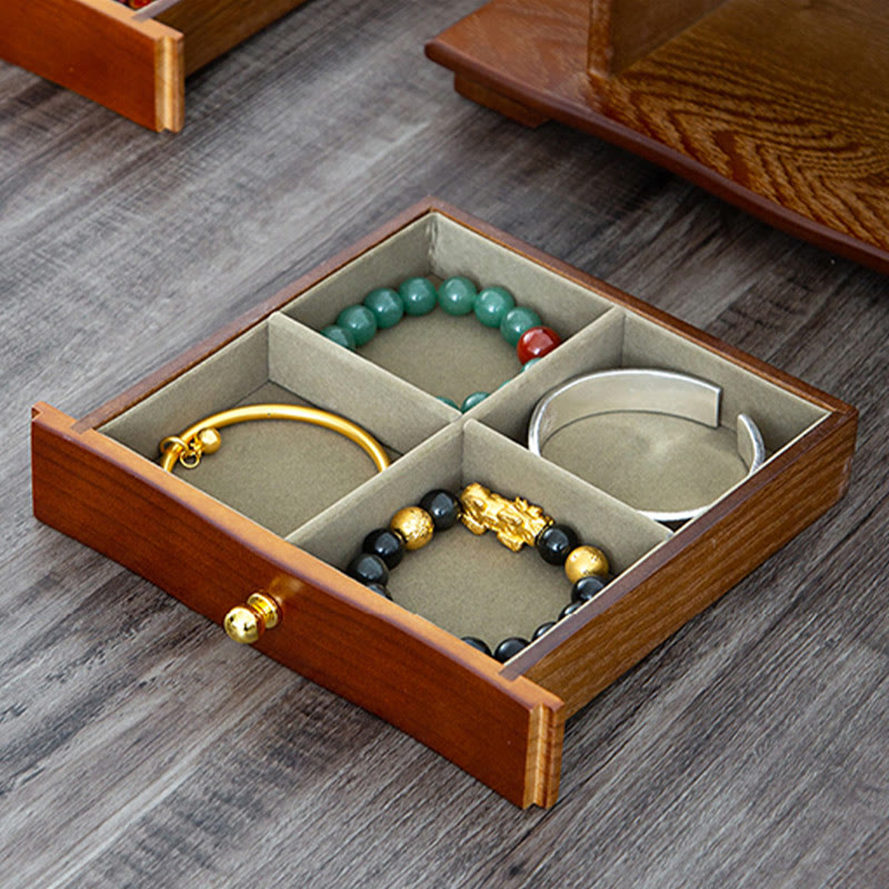 Nimara Ritual Vintage Large Capacity Wooden Jewelry Box Jewelry Storage Box With Mirror