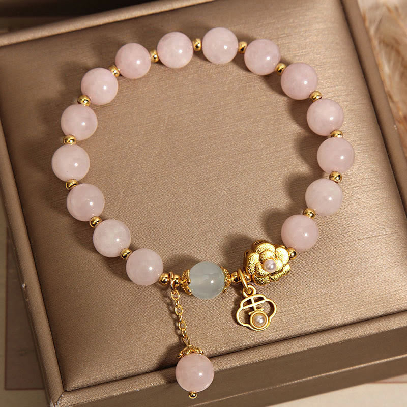 Nimara Ritual Natural Pink Crystal Lucky Flower Warmth Bracelet