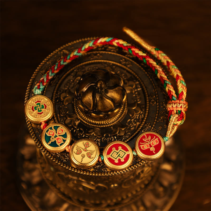 Nimara Ritual Tibetan Five God Of Wealth Colorful Rope Braided Luck Bracelet