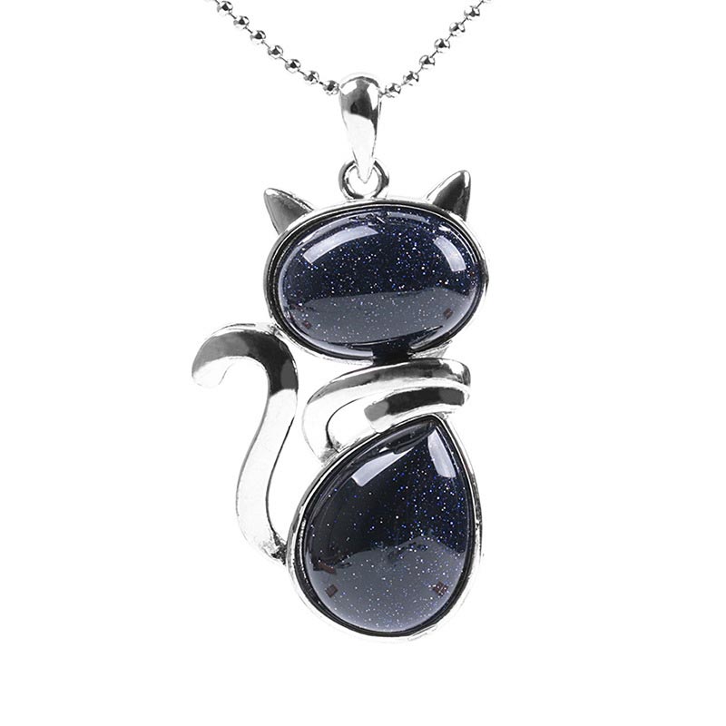 Nimara Ritual Cat Pattern Natural Crystal Protection Necklace Pendant