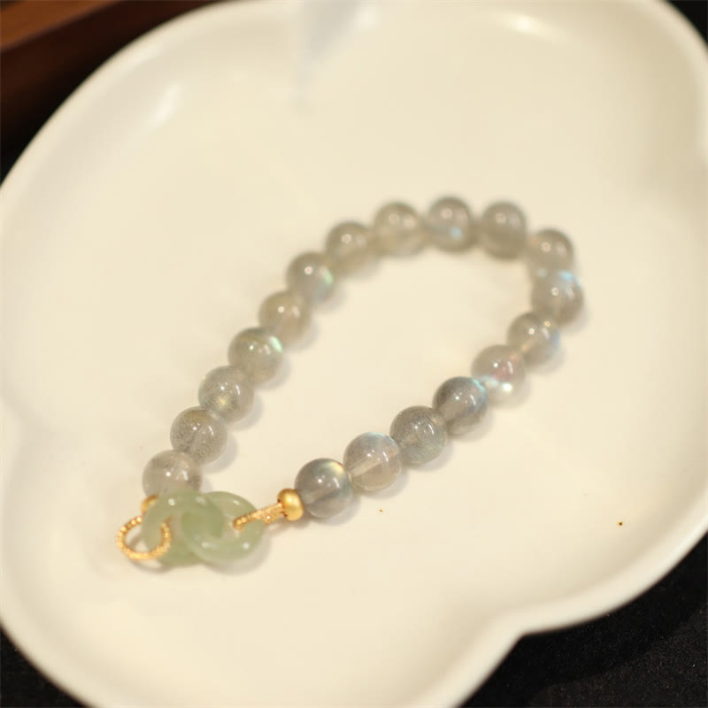 Nimara Ritual Natural Moonstone Heitan Jade Peace Buckle Healing Bracelet
