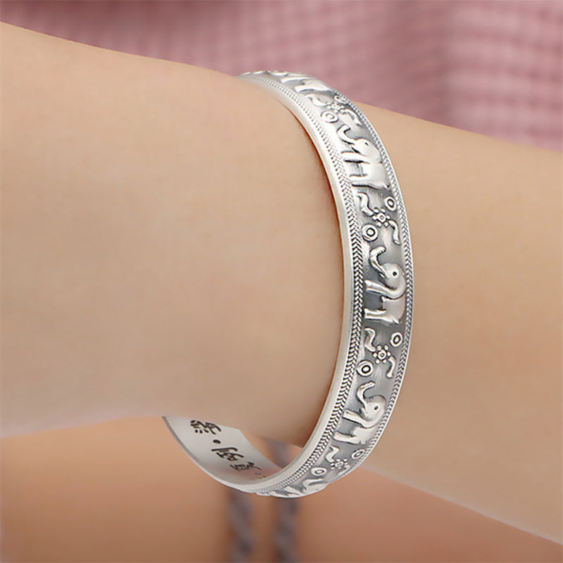 Nimara Ritual Elephant White Copper Strength Bracelet Bangle