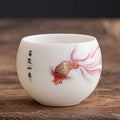Nimara Ritual Koi Fish White Porcelain Ceramic Teacup Kung Fu Tea Cup