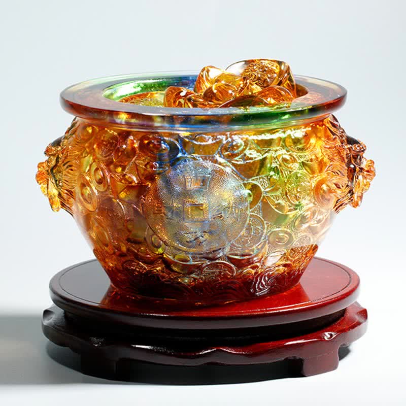 Nimara Ritual Handmade Liuli Crystal Treasure Bowl Art Piece Home Decoration
