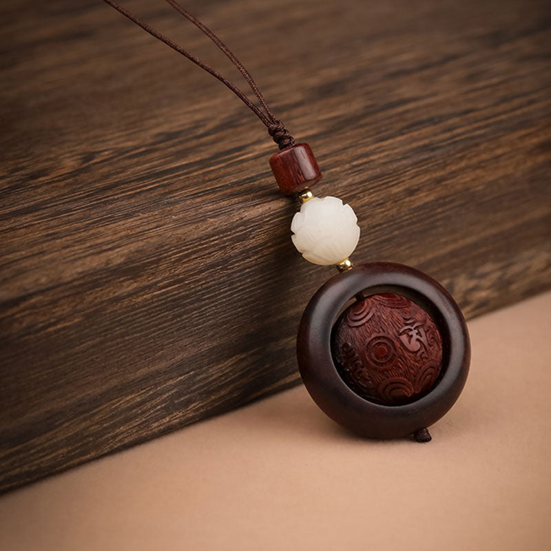 Nimara Ritual Tibetan Small Leaf Red Sandalwood Ebony Luck Protection Rotation Decoration