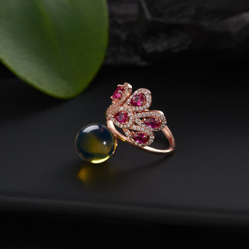 Nimara Ritual Peacock Amber Fortune Love Necklace Pendant Ring