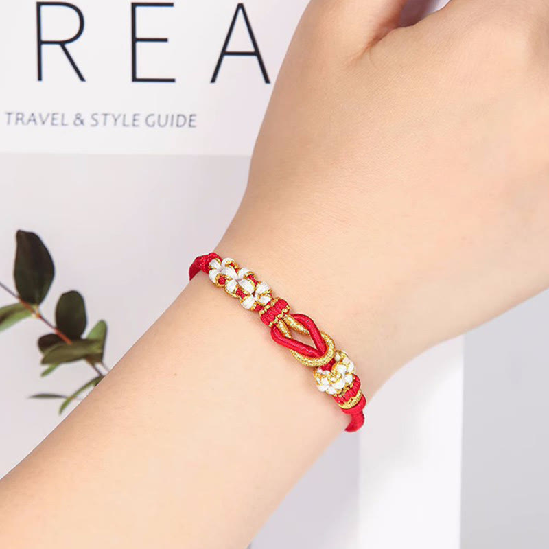 Nimara Ritual Handmade Peach Blossom Knot Eight Thread Peace Knot Luck Protection Bracelet