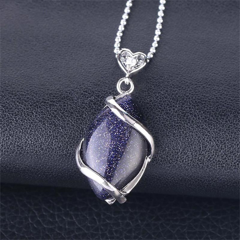 Nimara Ritual Marquise Pattern Natural Crystal Stone Charm Necklace Pendant