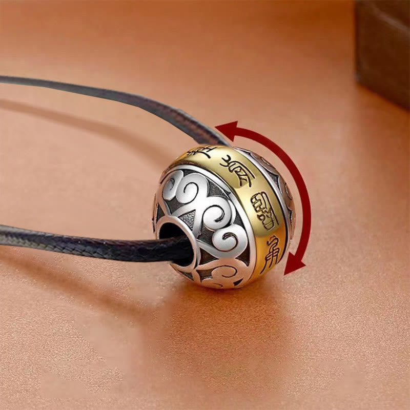 Nimara Ritual Taoist Nine-Character Mantra Engraved Amulet Balance Necklace Rotatable Pendant