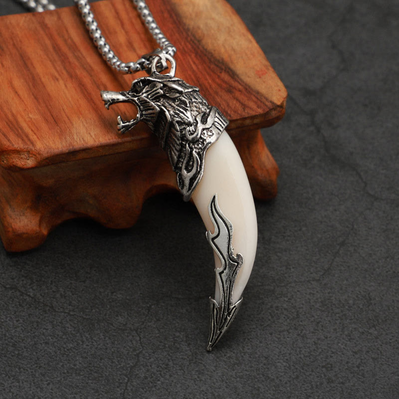 Nimara Ritual Imitation Wolf Tooth Titanium Steel Balance Necklace Pendant