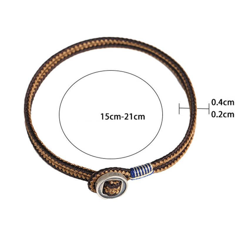 Nimara Ritual 925 Sterling Silver Handmade Button Protection Weave String Bracelet