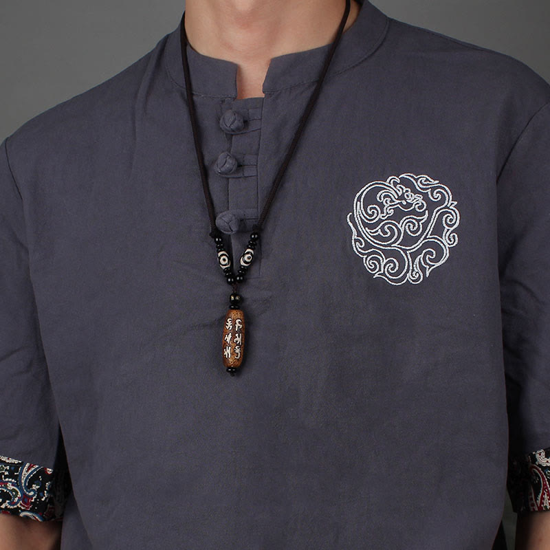Nimara Ritual Tibet Om Mani Padme Hum Dzi Bead Avalokitesvara Pattern Wealth Necklace Pendant