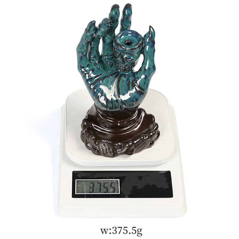 Nimara Ritual Halloween Ghost Hand Skull Head Ceramic Peace Healing Incense Burner Decoration