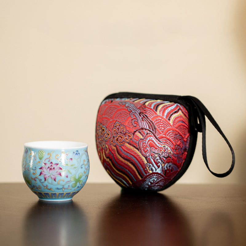 Nimara Ritual Lotus Flower Pod Pattern Ceramic Teacup Kung Fu Tea Cup 80ml